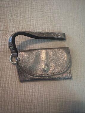 Free People Metallic Silver Wristlet Card Holder
